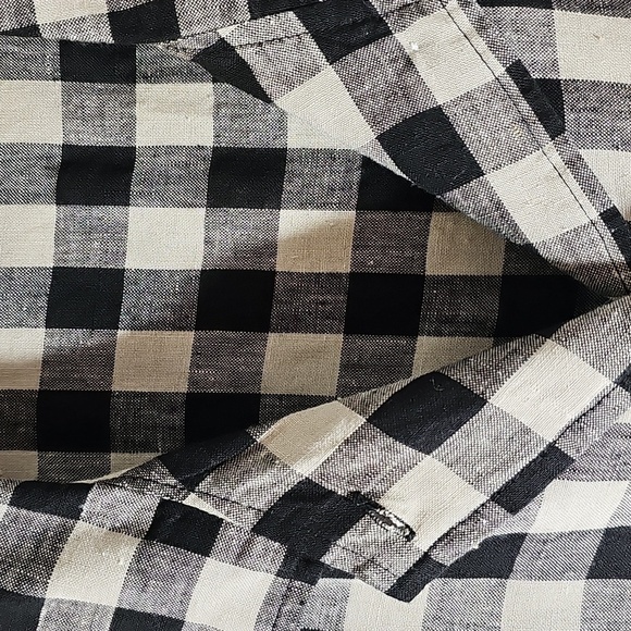 TOOFAN‎ Linen Women's Black and White Checkered Jacket. 2 Pockets Size Meduim. - Picture 4 of 9